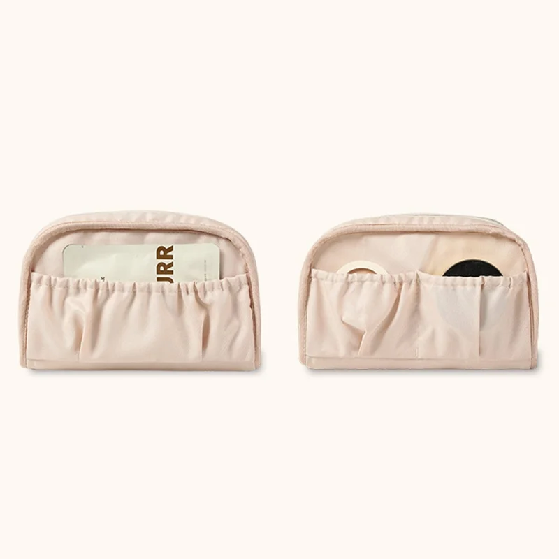 HK8301 Large Capacity Portable Makeup Cosmetics Bag Dual Zipper Portable Toiletry Organizer Bag - Black