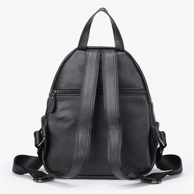 319 Anti-Wear Top-Layer Cowhide Leather Backpack Damen Schultertasche Reise Daypack - Schwarz