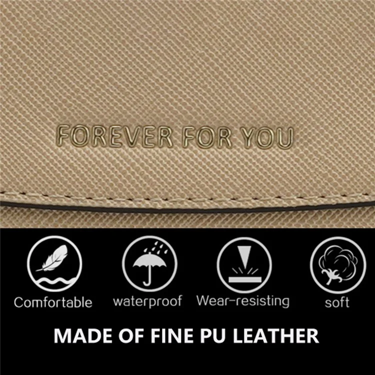 FFY FY207-39 Stylish Women PU Leather Tri-fold Long Wallet Multi Card Slots Purse Clutch Bag - Apricot