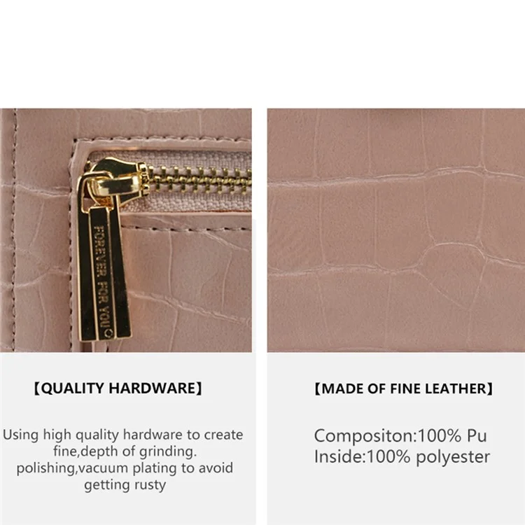 FFY FY19022-10 Stylish Stone Texture PU Leder Damen Kurzbörse Kartenhalter Geldbörse - Schwarz