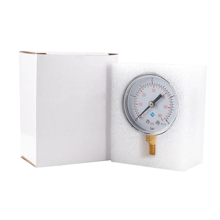 TS-50-4bar 50mm Manómetro 0-60psi / 0-4bar Escala Dual Dial Presión del Agua 1/4 NPT Manómetro de Presión Hidráulica