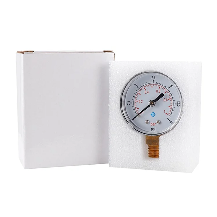 TS-50-15psi 0-15psi  /  0-1bar Manómetro de presión de agua de doble escala de 50 mm Manómetro de presión hidráulica para combustible / aire / aceite / agua