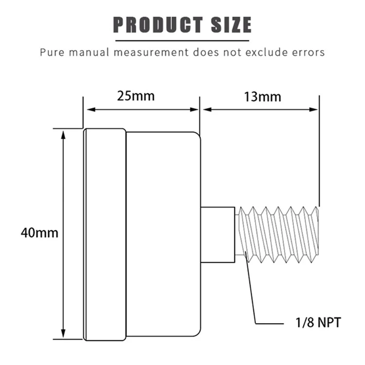 Manómetro económico de doble escala TS-Z51 Manómetro de presión de agua de acero inoxidable Montaje inferior de 1/8 "NPT