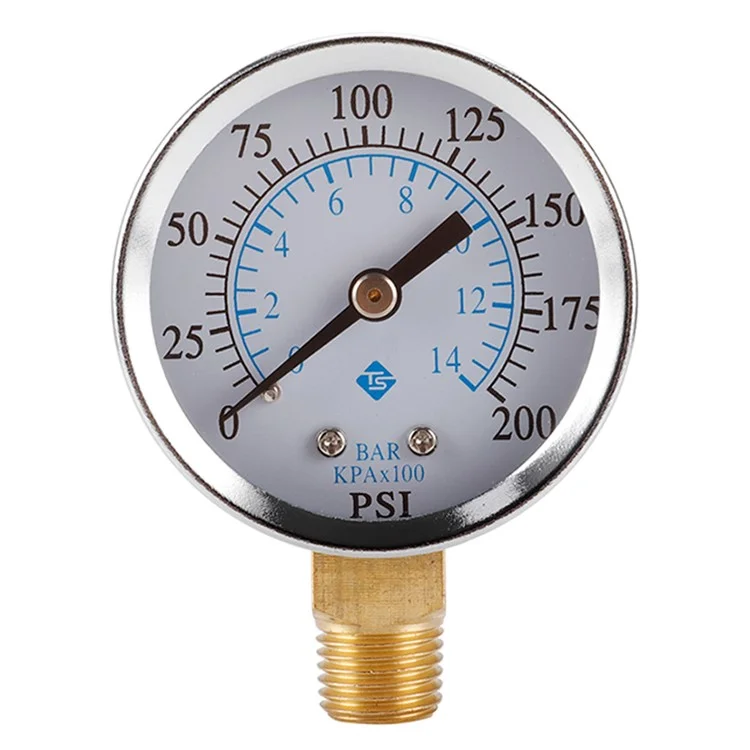 TS-50-14 1 / 4'' NPT Presión Inferior Montaje Manómetro Dual Escala Manómetro De Presión De Agua 0-200 PSI Rango De Prueba Manómetro De Presión De Aceite