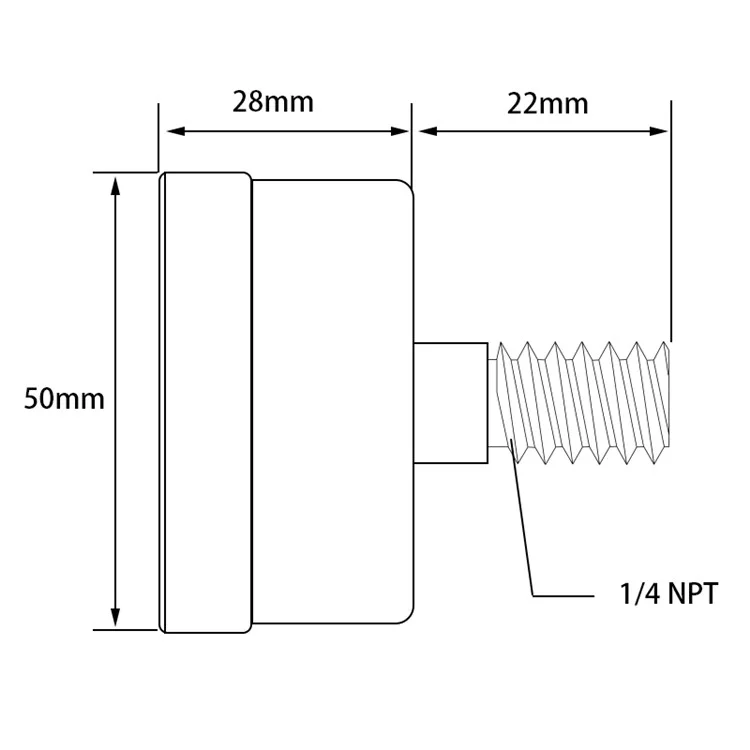 TS-50-14bar 0-200 PSI Rango de prueba Indicador de presión de aceite Montaje inferior de 1/4'' NPT Indicador de presión de agua de doble escala