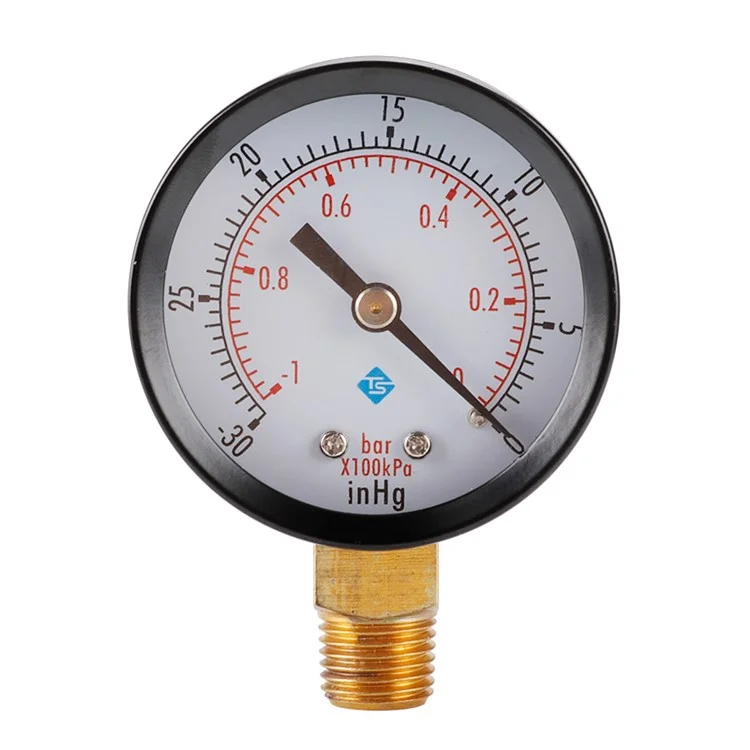Instrumento TS-50-1+1 1 / 4'' Rosca BSPT Montaje de Presión de Agua de Gas Carcasa de Acero Inoxidable Seco al Vacío -30inHg / 0