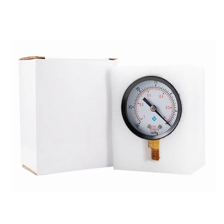 Instrumento TS-50-1+1 1 / 4'' Rosca BSPT Montaje de Presión de Agua de Gas Carcasa de Acero Inoxidable Seco al Vacío -30inHg / 0