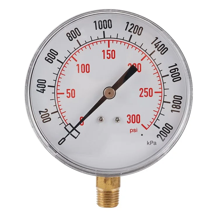 TS-Y91 Large 90mm Dial Oil Gas Pressure Gauge 0-300 PSI / 0-2000 KPA Range Dual Scale Water Pressure Gauge