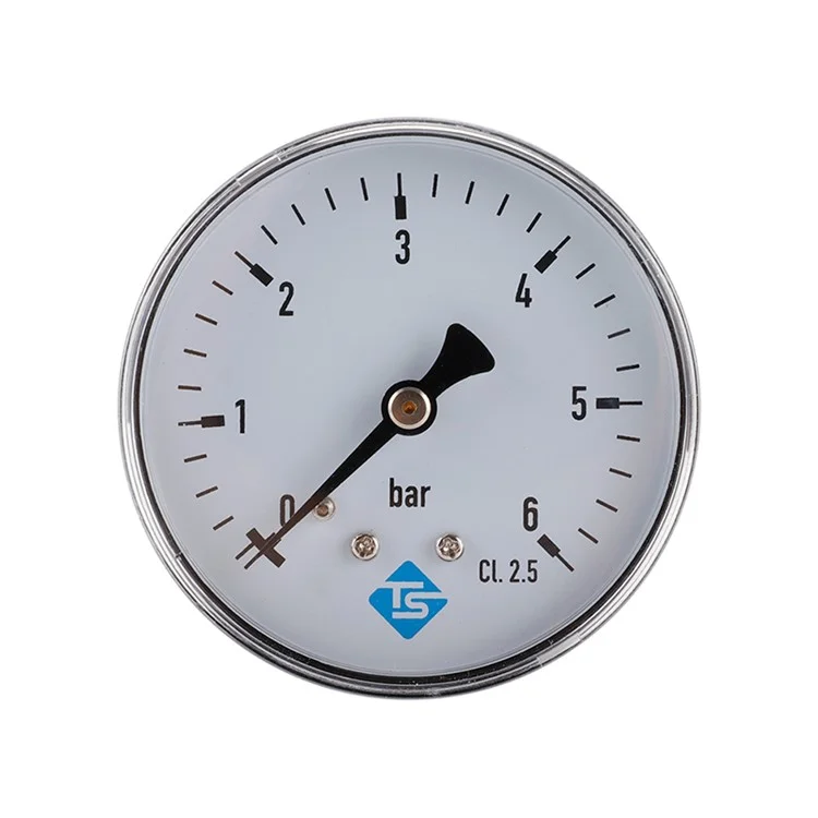 TS-60-6bar Высокоточный 60-миллиметровый большой циферблат Манометр 0-6 бар Вода / газ / воздушное давление Измерительный инструмент с 1/4 "NPT Нижнее крепление