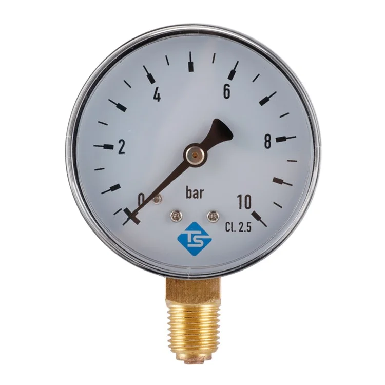 TS-60-10bar 60mm Zifferblatt Druckmessgerät 0-10 Bar Wasser / Gas / Luftdruckmessgerät mit 1/4 NPT Bodenhalterung