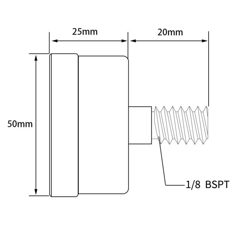 Medidor de Presión de Aire Axial Ts-y50z-1-0bar -1-0 Bar de Aceite Hidráulico Medidor de Presión de Presión de Agua