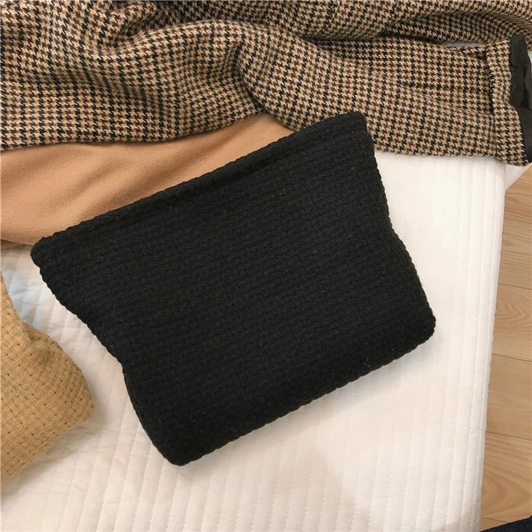130 Knitted Style Makeup Handy Carrying Bag Large Capacity Toiletries Organizer Bag Cosmetic Storage Pouch for Travel - Black
