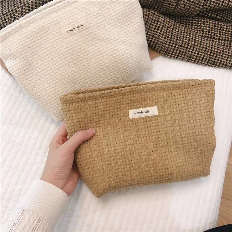 130 Knitted Style Makeup Handy Carrying Bag Large Capacity Toiletries Organizer Bag Cosmetic Storage Pouch for Travel - Black