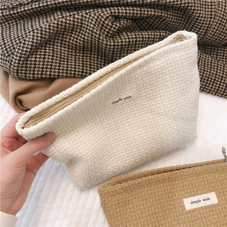 130 Knitted Style Makeup Handy Carrying Bag Large Capacity Toiletries Organizer Bag Cosmetic Storage Pouch for Travel - Black