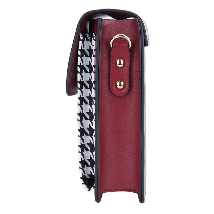BAELLERRY N8626 Contraste Cor Couro PU Magnético Botão Phone Carrying Pouch Estiloso Mulheres Cartões Dinheiro Titular Bolsa Transversal - Vermelho