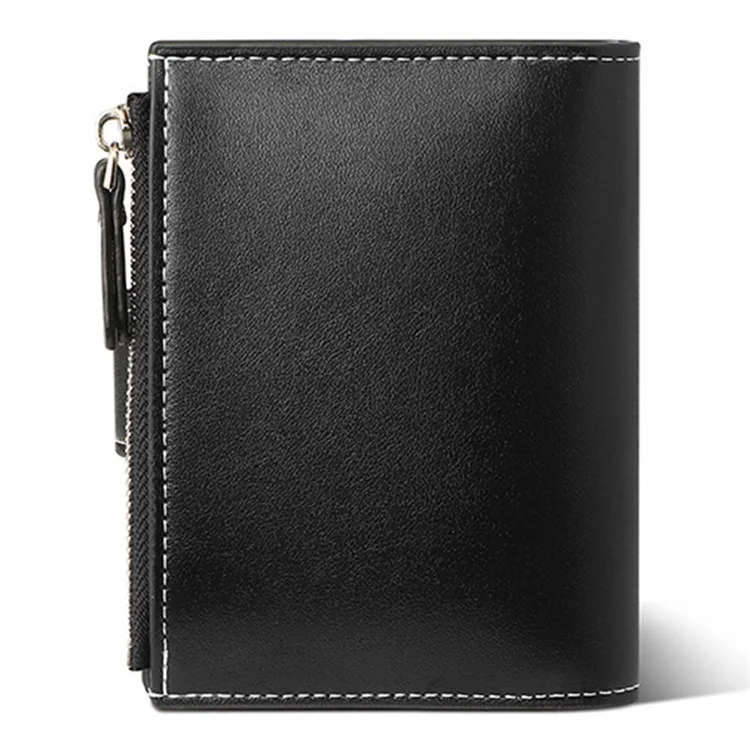 SUNICETY Bi-color Style Wallet RFID Blocking PU Leather Card Storage Pouch Anti-theft Zipper Pocket Cash Money Holder Coin Bag - Black
