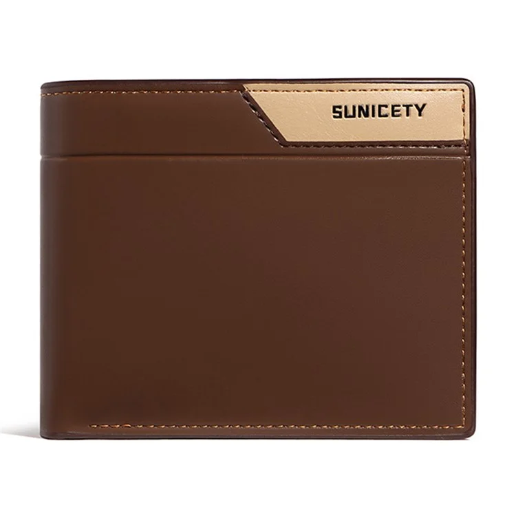 SUNICETY Men's Wallet RFID Blocking Card Storage Pouch Money Cash Coin Carrying Bag with Multiple Card Slots and Zipper Pocket - Coffee