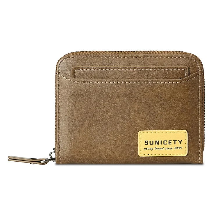 SUNICETY Retro Style PU Leather Card Carrying Bag Money Cash Coin Storage Pouch RFID Blocking Wallet - Brown