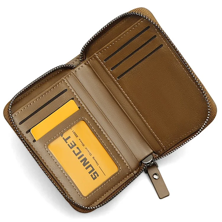 SUNICETY Retro Style PU Leather Card Carrying Bag Money Cash Coin Storage Pouch RFID Blocking Wallet - Brown