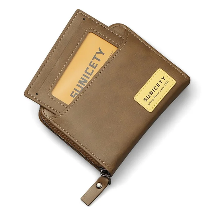 SUNICETY Retro Style PU Leather Card Carrying Bag Money Cash Coin Storage Pouch RFID Blocking Wallet - Brown