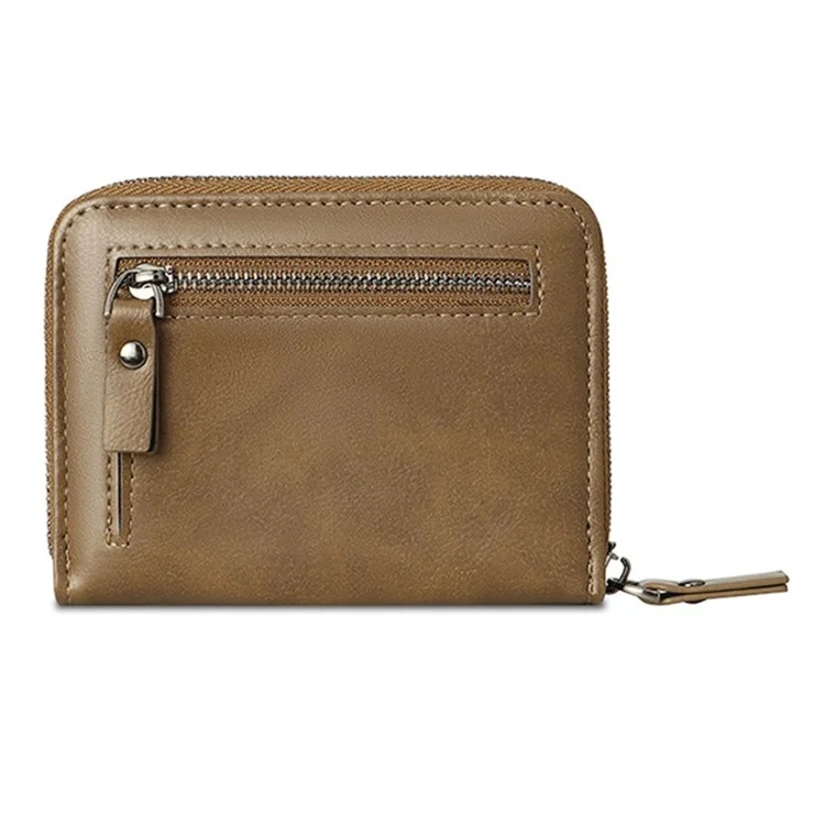 SUNICETY Retro Style PU Leather Card Carrying Bag Money Cash Coin Storage Pouch RFID Blocking Wallet - Brown