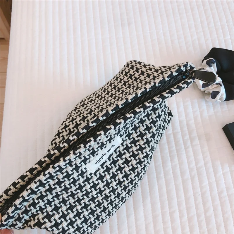 456 Flower Grid Pattern Vintage Canvas Cosmetic Bag Toiletry Container Storage Bag Pouch - Grid Pattern