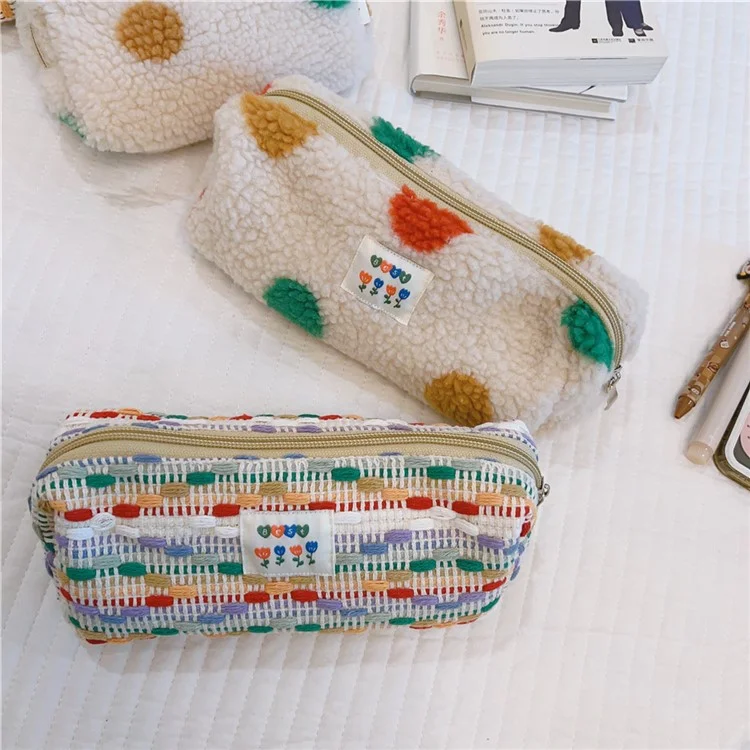 569 Cosmetic Travel Bag Makeup Toiletry Pouch Organizer Pen Earphone Storage Bag, Size L - Colorful Dot