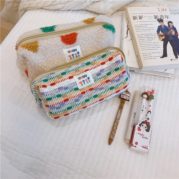 569 Cosmetic Travel Bag Makeup Toiletry Pouch Organizer Pen Earphone Storage Bag, Size L - Colorful Dot