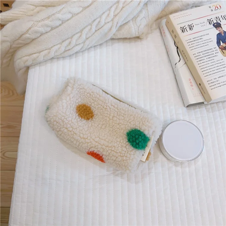 569 Women Girl Makeup Toiletry Bag Pen Earphone Cosmetic Storage Pouch Organizer, Size S - Colorful Dot