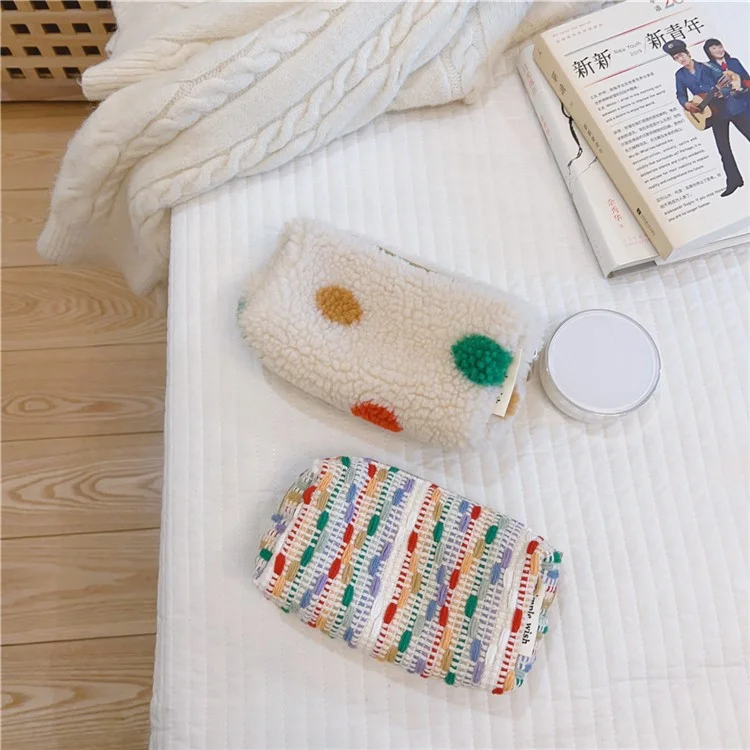 569 Women Girl Makeup Toiletry Bag Pen Earphone Cosmetic Storage Pouch Organizer, Size S - Colorful Dot