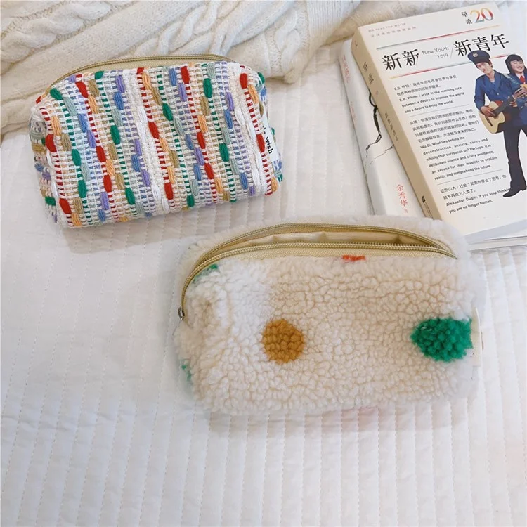 569 Women Girl Makeup Toiletry Bag Pen Earphone Cosmetic Storage Pouch Organizer, Size S - Colorful Dot