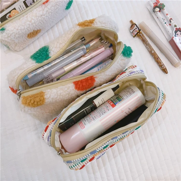 569 Women Girl Makeup Toiletry Bag Pen Earphone Cosmetic Storage Pouch Organizer, Size S - Colorful Dot