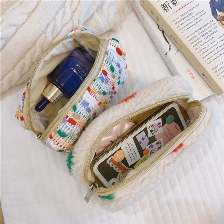 569 Women Girl Makeup Toiletry Bag Pen Earphone Cosmetic Storage Pouch Organizer, Size S - Colorful Dot