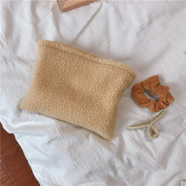 607 Makeup Organizer Cosmetic Travel Bag Vintage Soft Plush Fabric Toiletries Storage Pouch for Women Girls - Light Brown