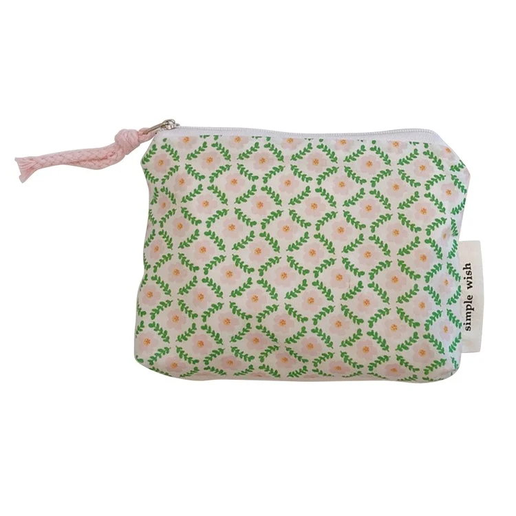 168 Portable Coin Purse Cash Money Organizer Pouch Wallet Card Holder Bag - Pink Flower