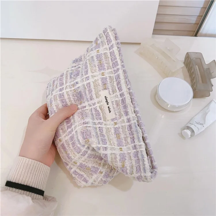 587 Canvas Makeup Kosmetiktasche Reise Tasche Strapazierfähige Frauen Teenager Mädchen Kulturbeutel Organizer Aufbewahrungstasche - Hellviolett