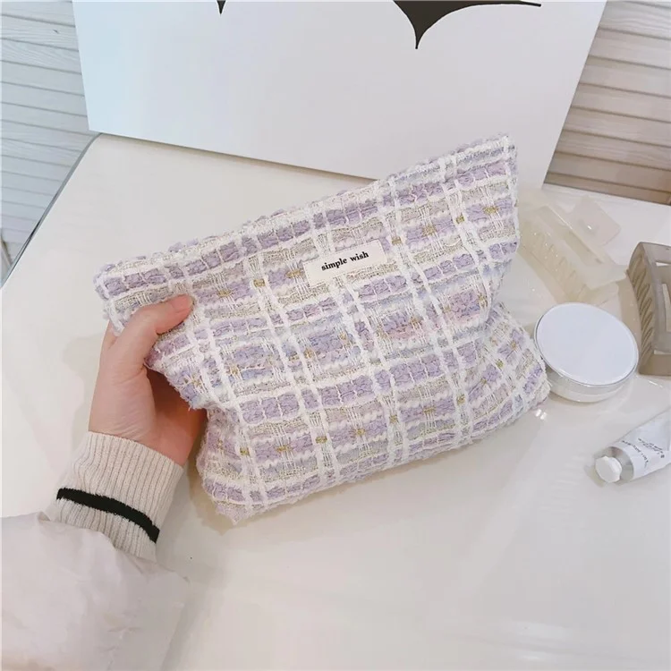 587 Canvas Makeup Kosmetiktasche Reise Tasche Strapazierfähige Frauen Teenager Mädchen Kulturbeutel Organizer Aufbewahrungstasche - Hellviolett