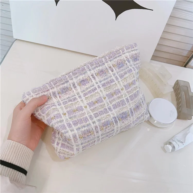 587 Canvas Makeup Kosmetiktasche Reise Tasche Strapazierfähige Frauen Teenager Mädchen Kulturbeutel Organizer Aufbewahrungstasche - Hellviolett