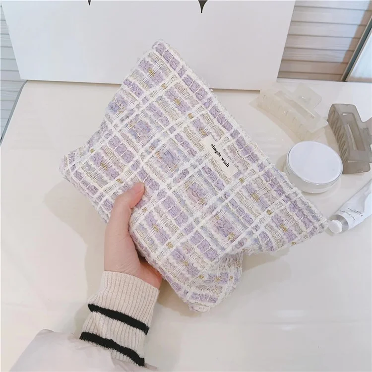 587 Canvas Makeup Kosmetiktasche Reise Tasche Strapazierfähige Frauen Teenager Mädchen Kulturbeutel Organizer Aufbewahrungstasche - Hellviolett