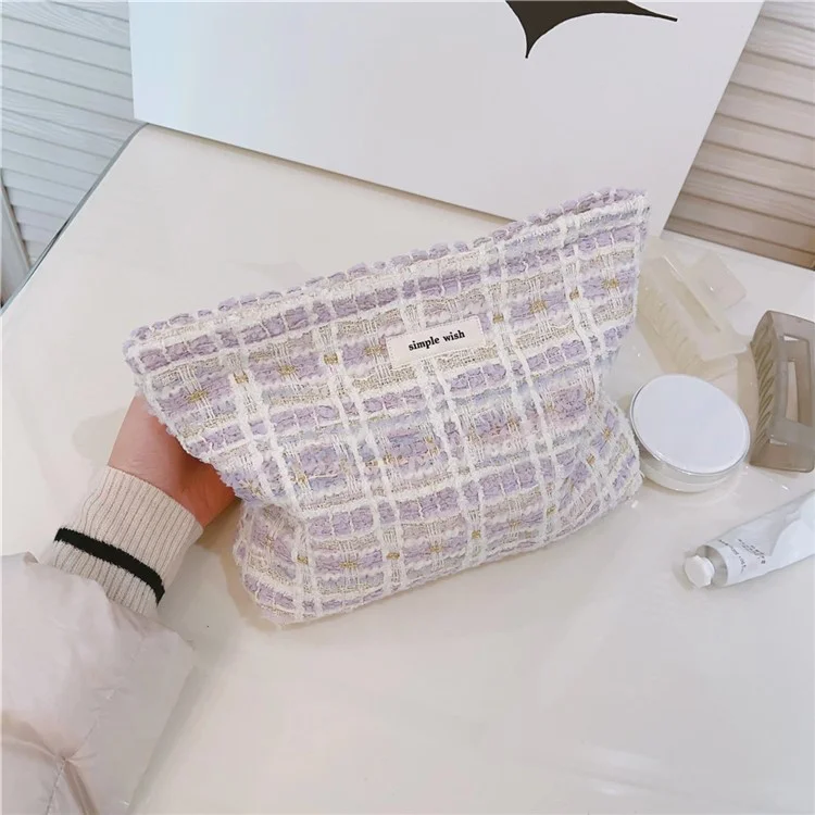 587 Canvas Makeup Kosmetiktasche Reise Tasche Strapazierfähige Frauen Teenager Mädchen Kulturbeutel Organizer Aufbewahrungstasche - Hellviolett