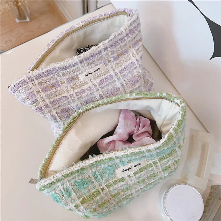 587 Canvas Makeup Kosmetiktasche Reise Tasche Strapazierfähige Frauen Teenager Mädchen Kulturbeutel Organizer Aufbewahrungstasche - Hellviolett