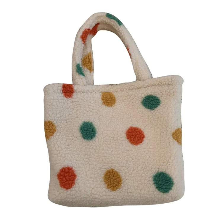 Винтажная полька-дот пушистая сумка 561 для женщин Furry Tote Bag для осени и зимы