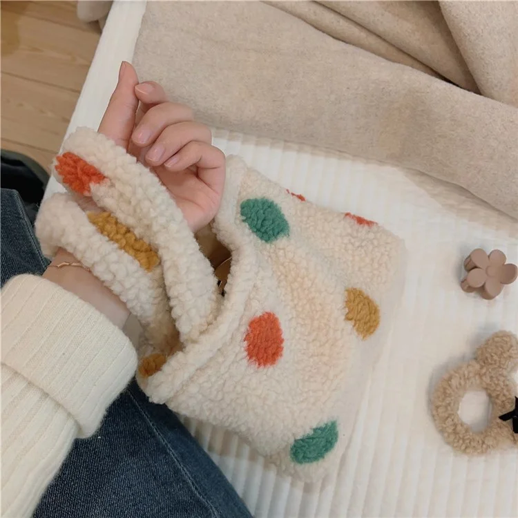 Винтажная полька-дот пушистая сумка 561 для женщин Furry Tote Bag для осени и зимы