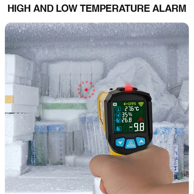 MESTEK 800C Tragbares Infrarot-Temperaturmessgerät Hochpräziser Industrie-Temperatur-Feuchtigkeitsmesser Tragbares Thermometer mit 12-Punkt-Laserpositionierung