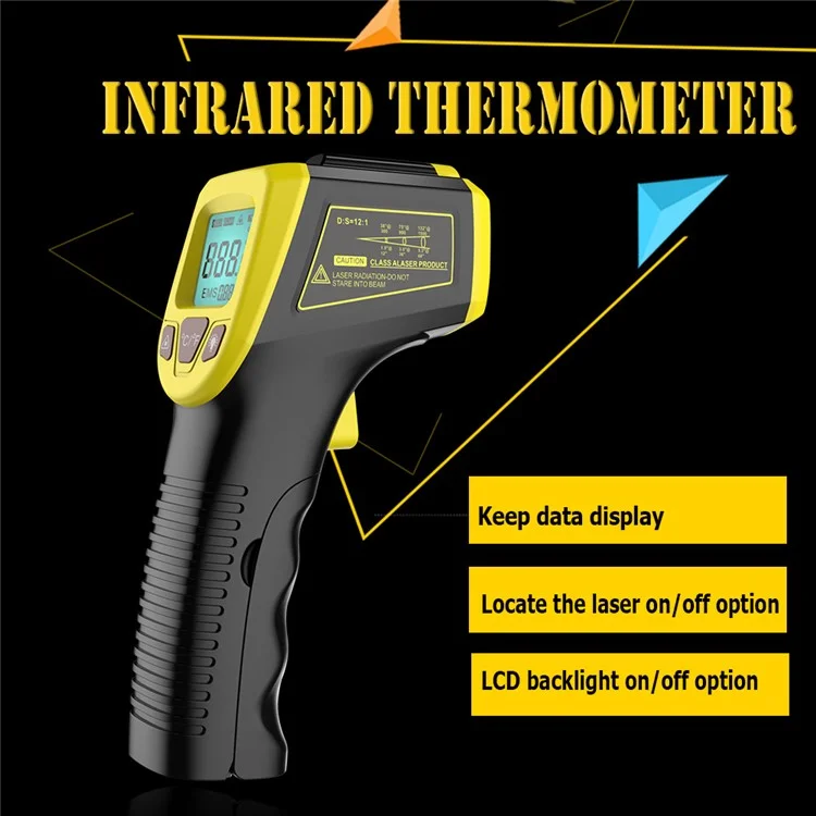 GM320S Berührungsloser Handgehaltener Industrieller Infrarot-Thermometer Hochpräzise LCD-Anzeige Hinterleuchtetes Temperatur-Tester - Orange