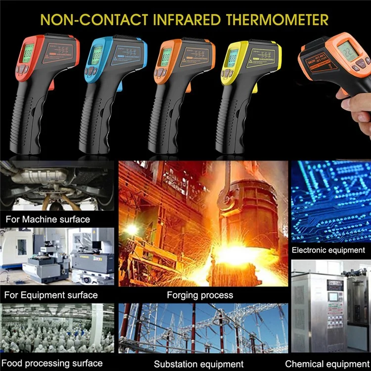 GM320S Berührungsloser Handgehaltener Industrieller Infrarot-Thermometer Hochpräzise LCD-Anzeige Hinterleuchtetes Temperatur-Tester - Orange