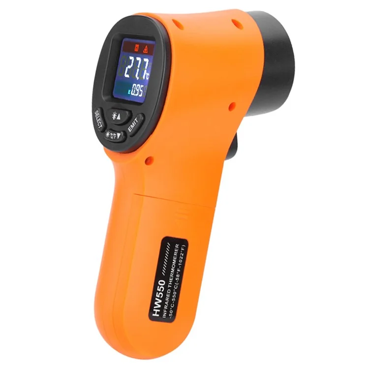 HW550 Digital LCD Infrarot-thermometer Nichtkontakt Laser Industrial Pyrometer Temperaturpistole - Orange