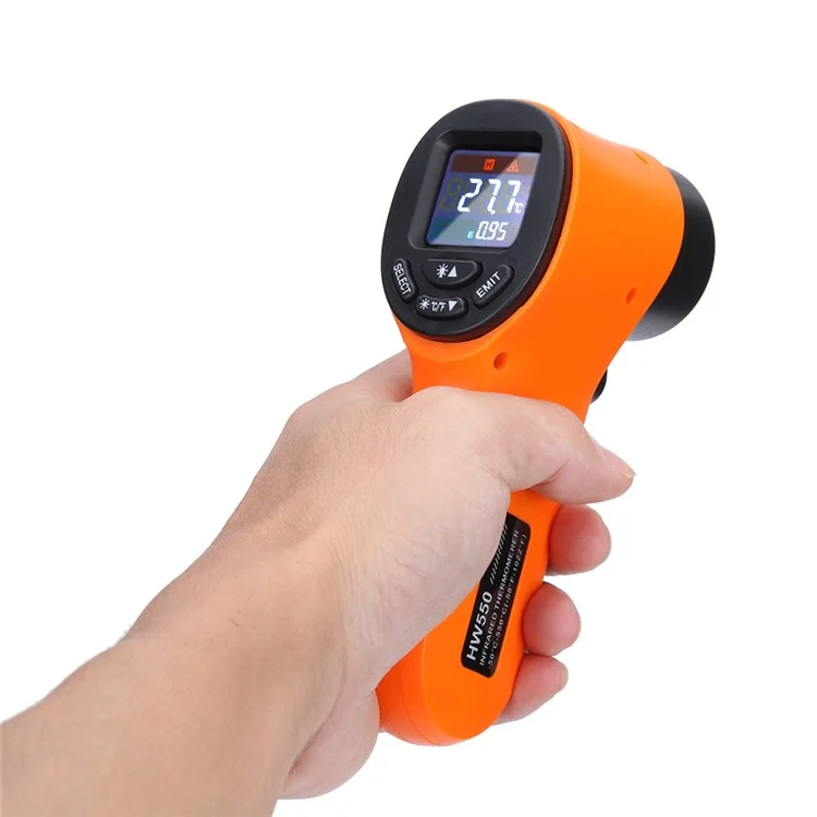 Termometro digitale LCD a infrarossi senza contatto Laser Pirometro industriale a pistola per la temperatura - Arancione