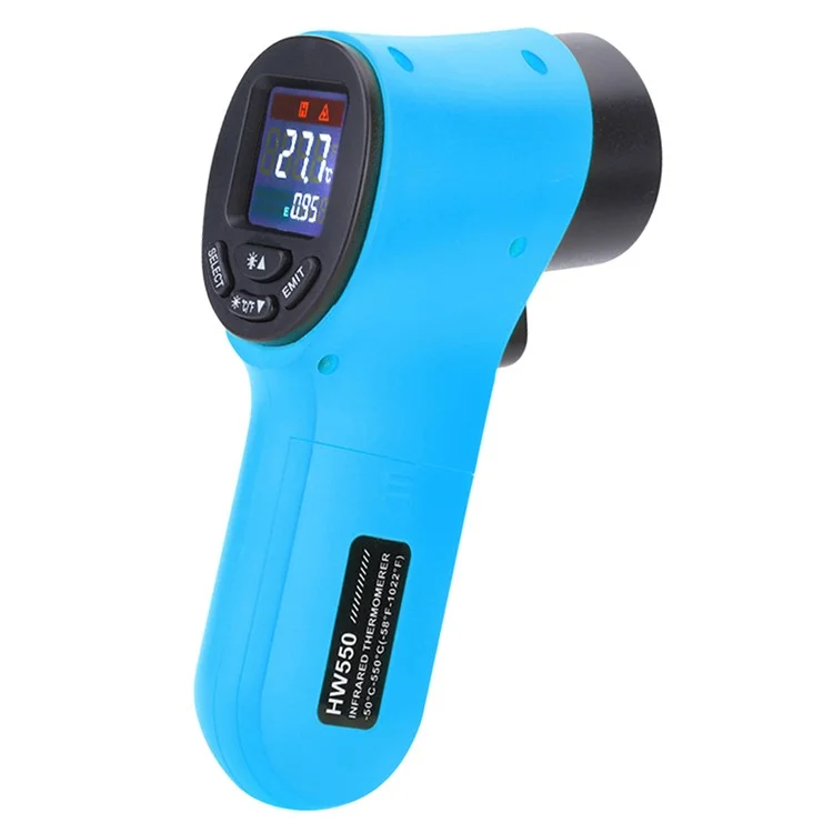 Thermomètre infrarouge numérique LCD HW550 sans contact avec laser industriel Pyrometer Gun - Bleu