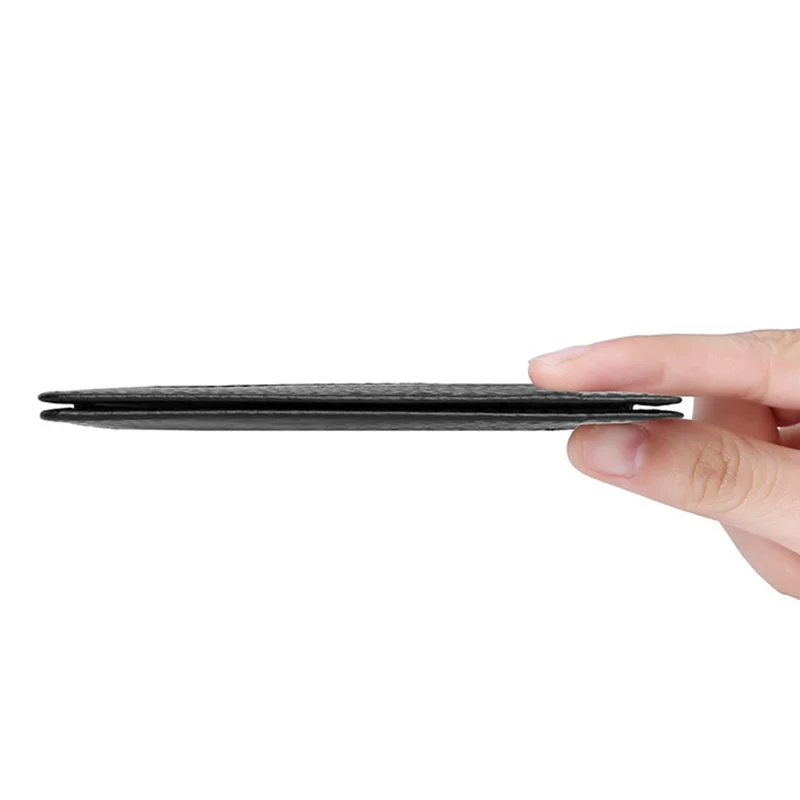 V6-J Slim Minimalist Card Case Cowhide Leather Passcase RFID Blocking Bifold Design Card Holder - Dark Coffee